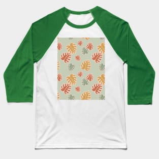 Tropical Leaves Monstera Pattern In Vintage Colors Baseball T-Shirt